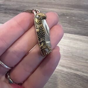 Gold & Silver tone Eagle Pocket Knife Necklace 🦅